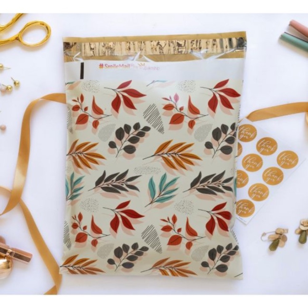 25 POLY MAILERS 12.5 x 15.5” leaf print